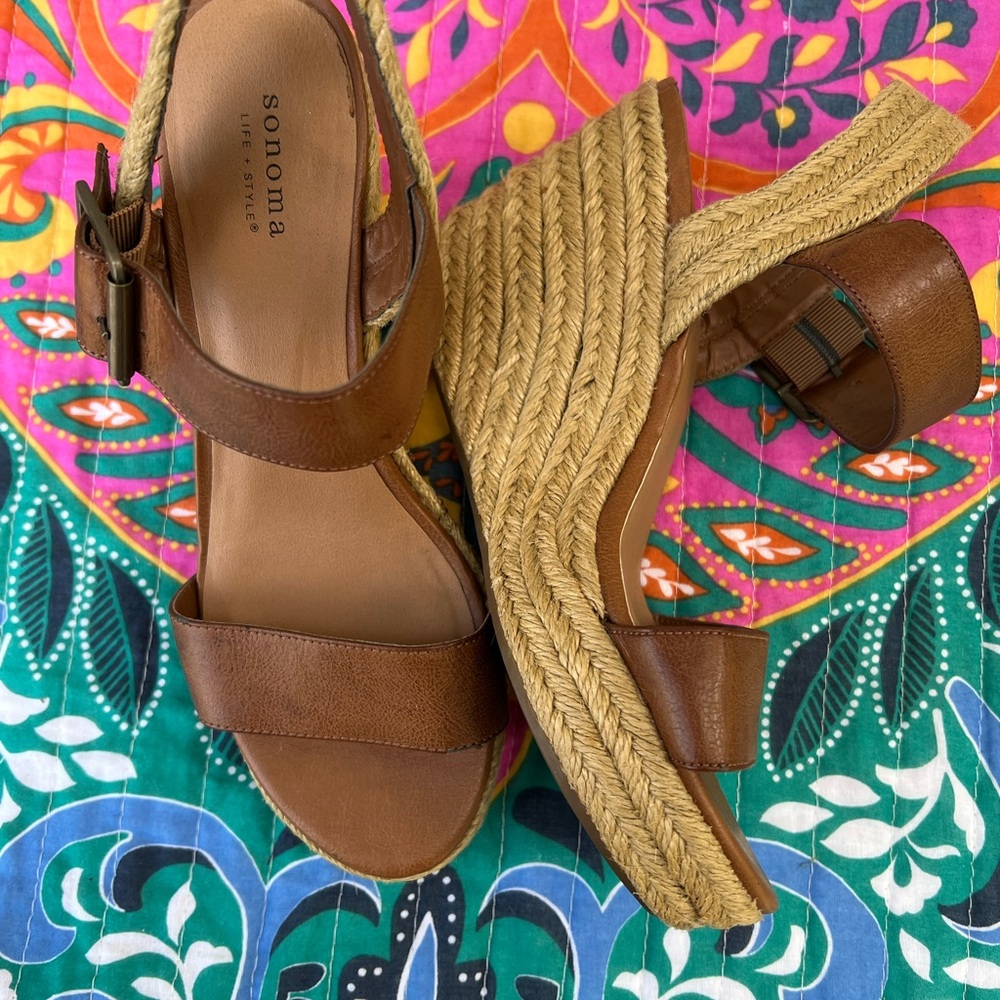 Kohl's Sonoma Brown Braided Espadrille Wedge Sandals Ky Derby